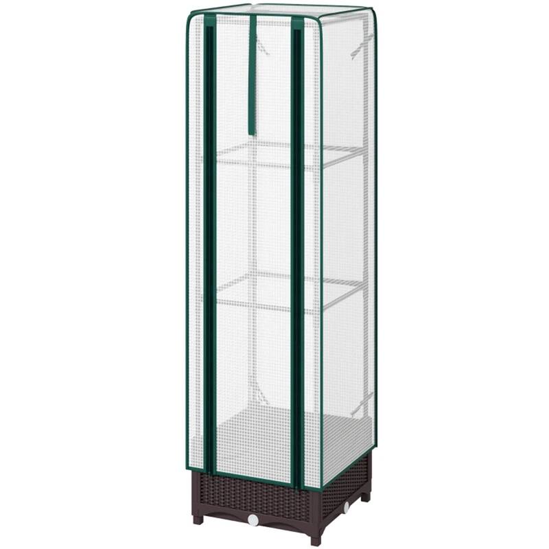 Raised Garden Bed with Plant Cage and Shade Cloth Cover and Open Bottom Planter for Vegetables