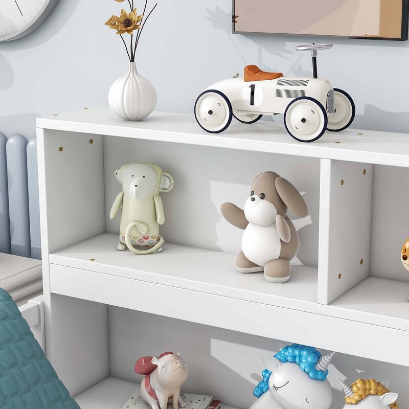 WM Full Floor Bed with Side Bookcase