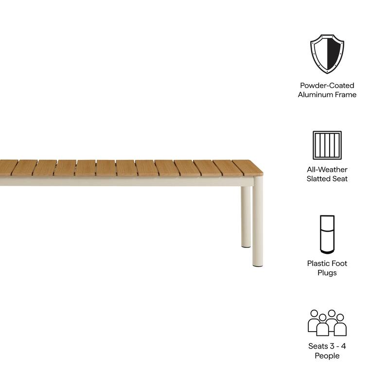 Finn Outdoor Patio Aluminum Bench with Faux Wood Top by Modway