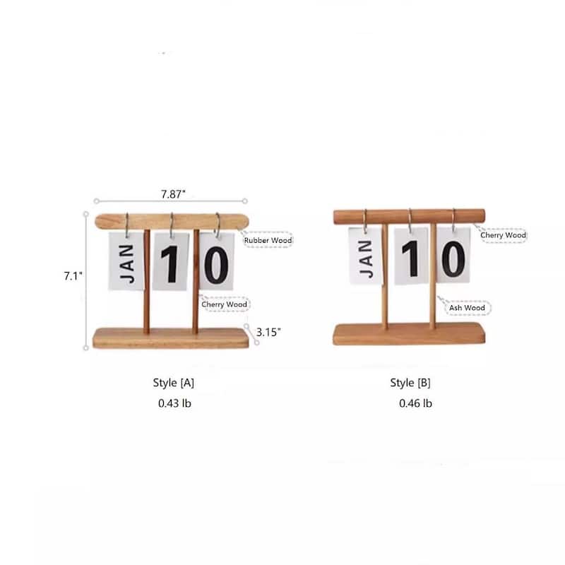 RusticReach Page-Flipping Wooden Desktop Calendar - Style [B]