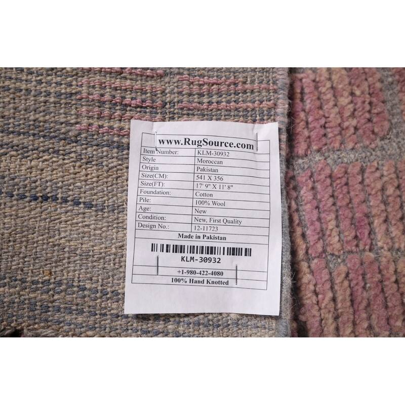 All-Over Pink Moroccan Oriental Large Area Rug Handmade Wool Carpet - 11'8"x 17'9"