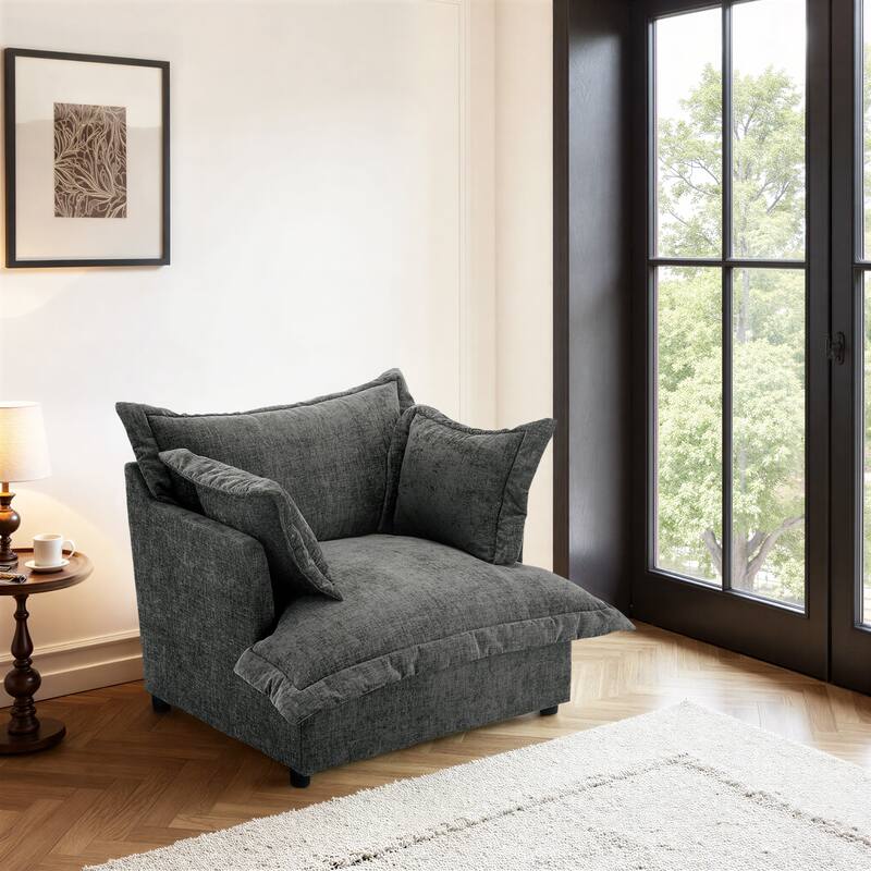 39"W Oversized Upholstered Chenille Comfy Cloud Accent Armchair