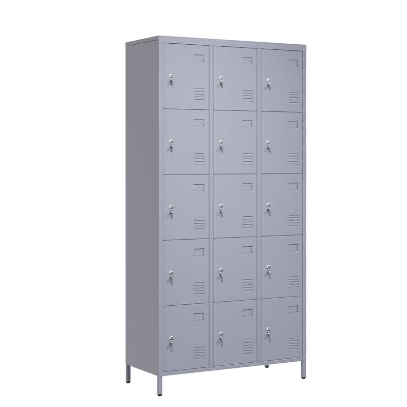 72"H Metal Lockers With 15 Door,Storage Cabinet With Lock for Employees,School,Gym