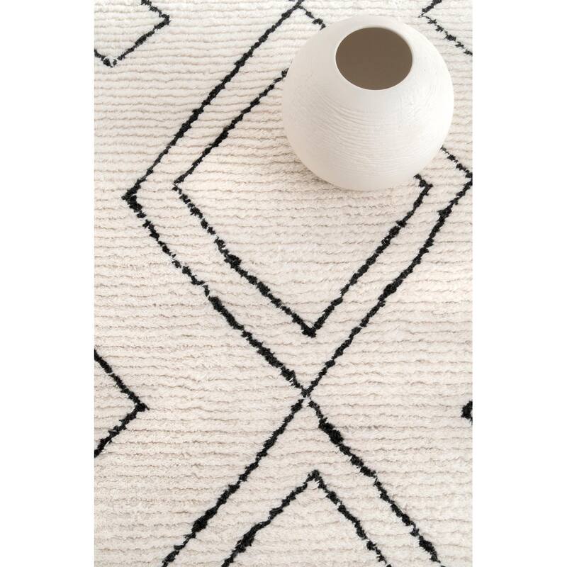 Nuloom Handmade Moroccan Diamond Trellis Wool Natural Rug