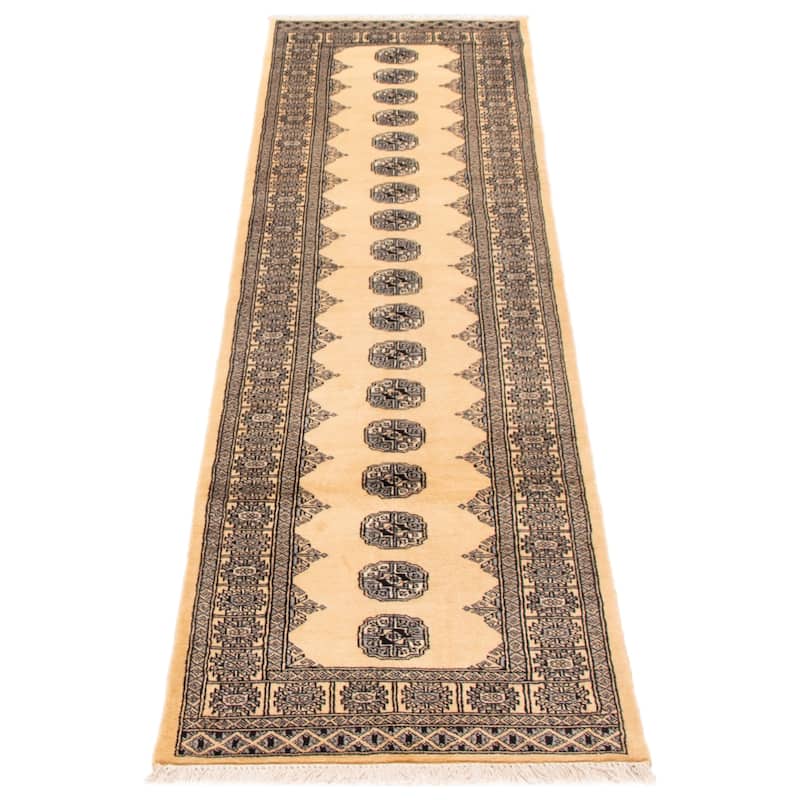 ECARPETGALLERY Hand-knotted Peshawar Bokhara Beige Wool Rug - 2'7 x 10'0