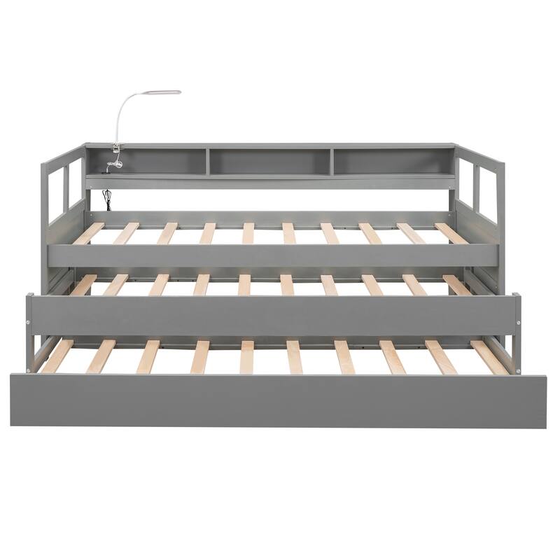 SpaceSaving Twin XL Daybed with Trundles, Light, USB Charging