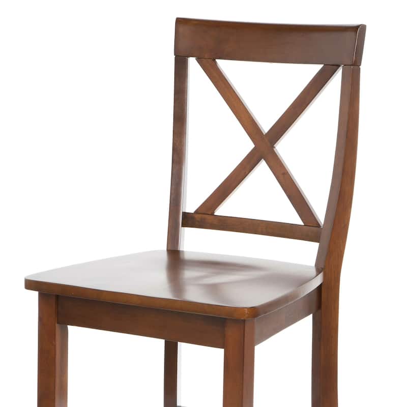 Set of 2 - X-Back 30-inch Solid Wood Barstool in Mahogany Finish - 46.5" H x 18.5" W x 22.5" D