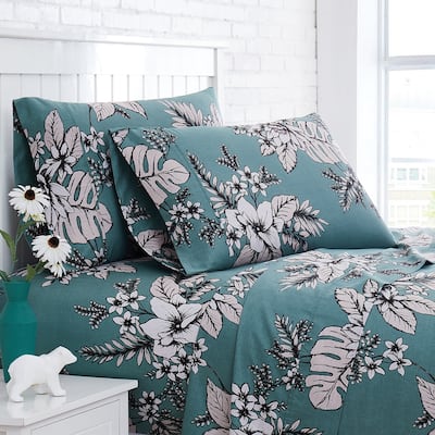 Flora Cotton Sateen Extra Deep Pocket 4-piece Bed Sheet Set