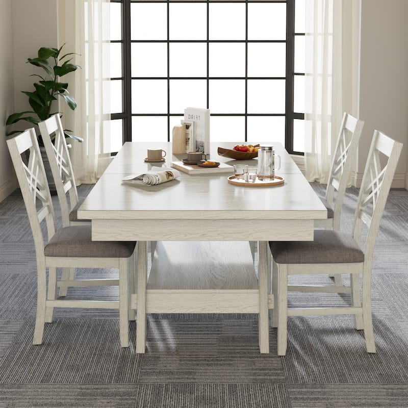 VECELO Dining Chairs Set of 2/4/6, Solid Wood Dining Chairs with Linen Fabric Seating