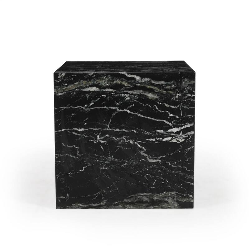 Square Marble Side Table - 18" - Black and White