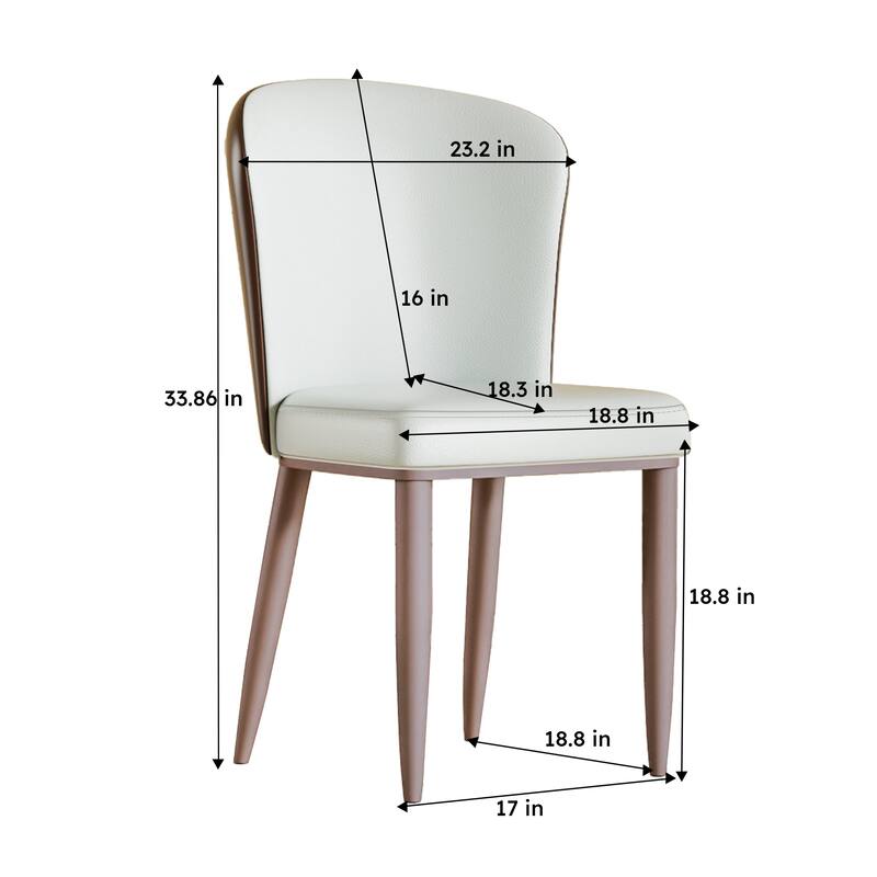 PU Leather Dining Chairs Set of 2, Ergonomic Upholstered Lounge Chair, Accent Chair with Curved Backrest & Carbon Steel Legs