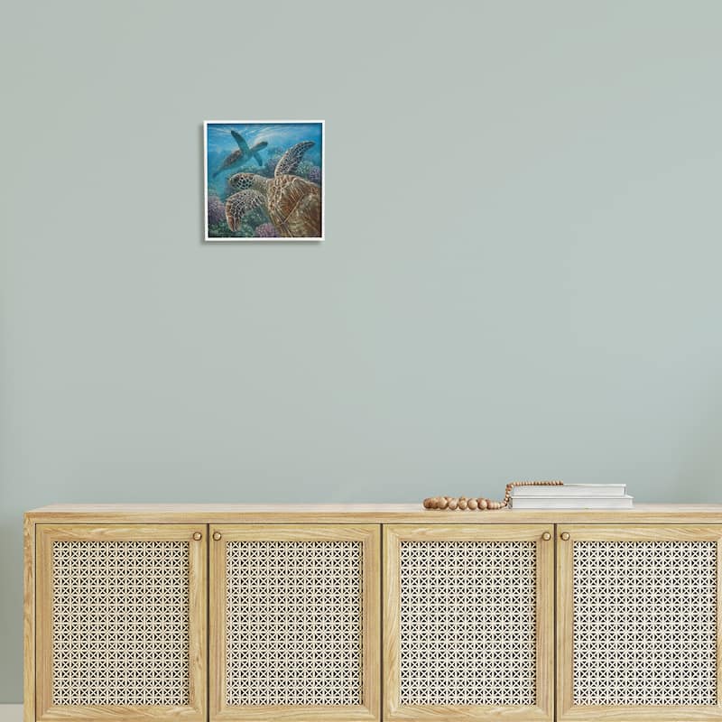 Stupell Sea Turtle Pair Coral Reef Ocean Life Scene Framed Wall Art