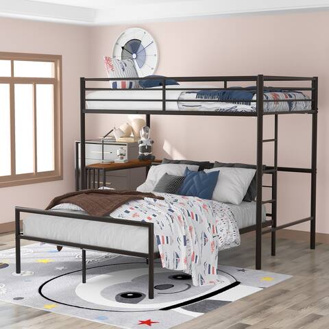 Kinslee Twin Over Full Metal Bunk Bed with Desk