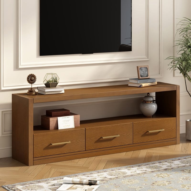 Stylish TV Stand with Ample Storage and 3 Drawers for TVs Up to 75"
