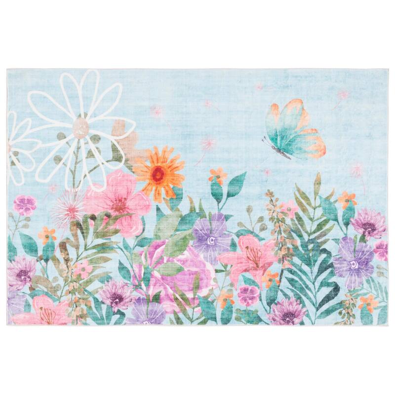 SAFAVIEH Door and Kitchen Mat Fahira Machine Washable Slip Resistant - 3' x 5' - Pink/Green - Rectangle