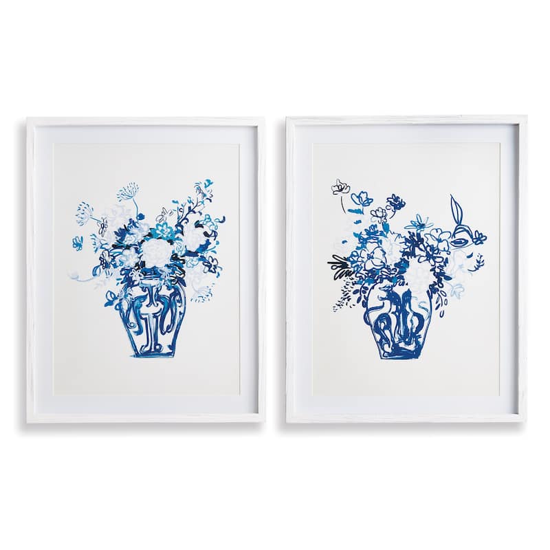 matched pair floral prints, set of 2