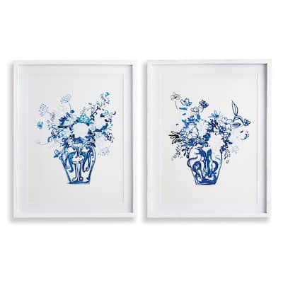 matched pair floral prints, set of 2