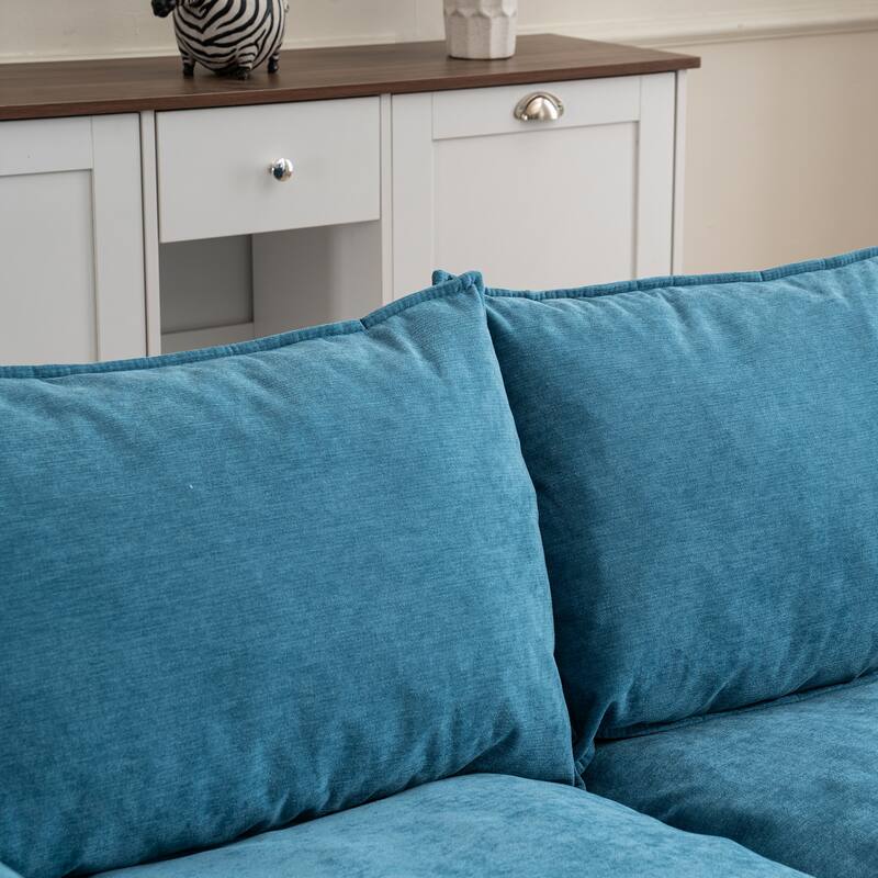 69.6" Metal U-Shaped Convertible Sectional Sofa with Footstools