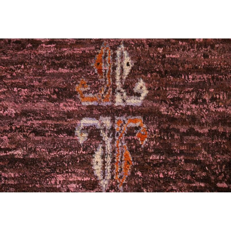 Hand Knotted Oriental 100% Wool Carpet Modern Geometric Pink Moroccan Area Rug - 8' 1'' X 5' 8''