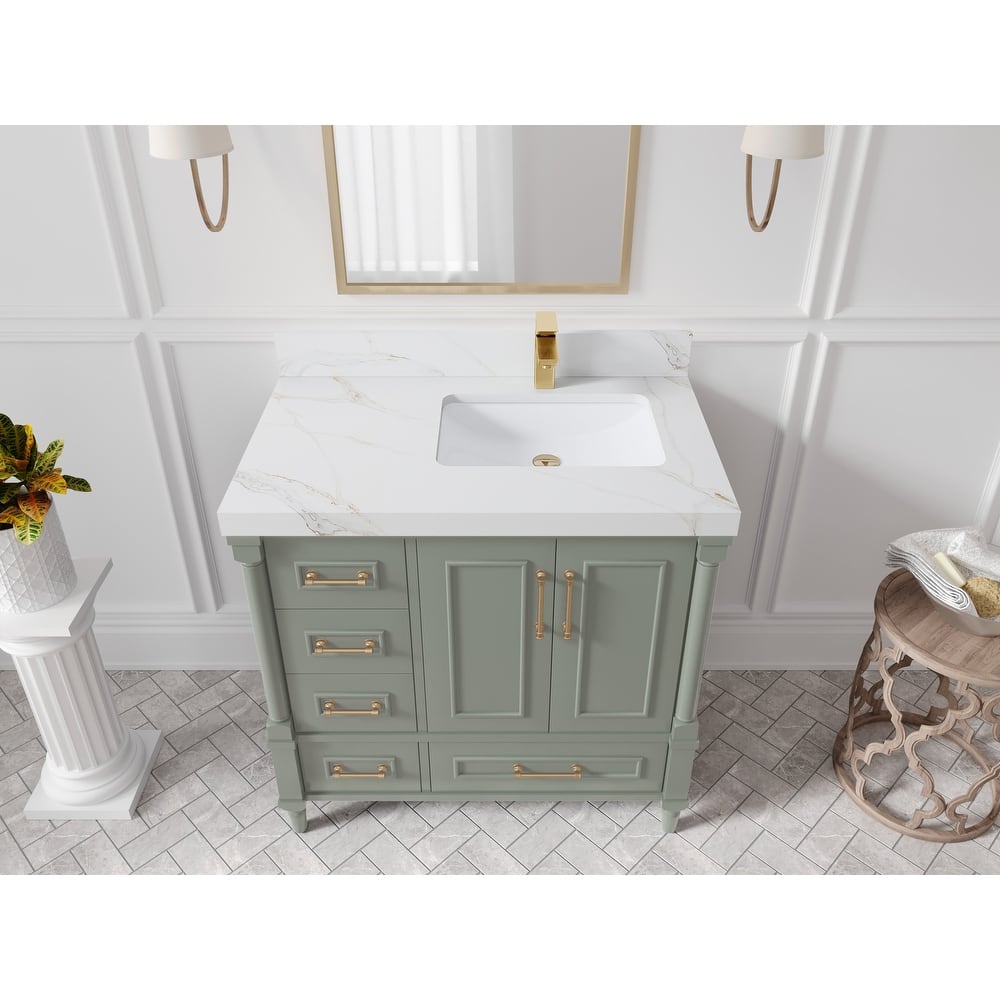 Willow Collections 36 in. W x 22 in. D Aberdeen Right Offset Sink Bathroom Vanity with Countertop