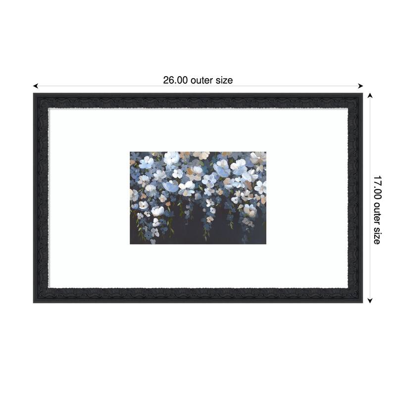 Hanging Blossoms in Tranquil Night by Hannah Dawson Wood Framed Wall Art Print - Black