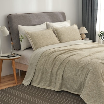 3 Piece Heather Jersey Blanket Knit Blanket