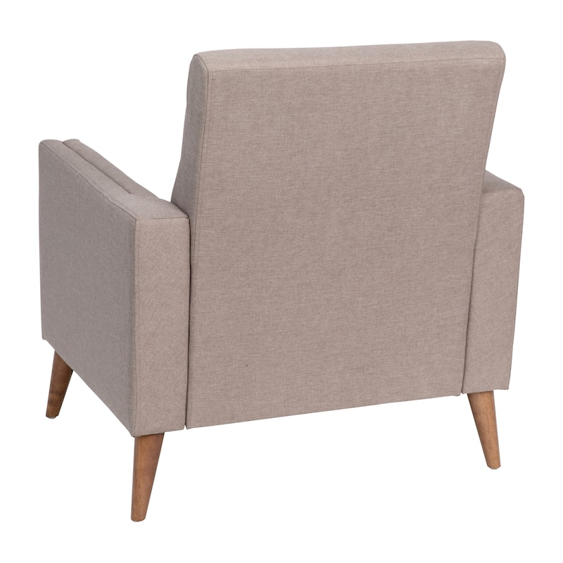 Mid-Century Modern Upholstered Tufted Chair with Wood Legs