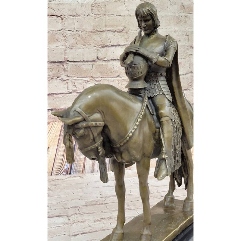 King Arthur Knight In Armor On Imitative Horseback Bronze Statue Sculpture Figure 15 Inches X 12 Inches