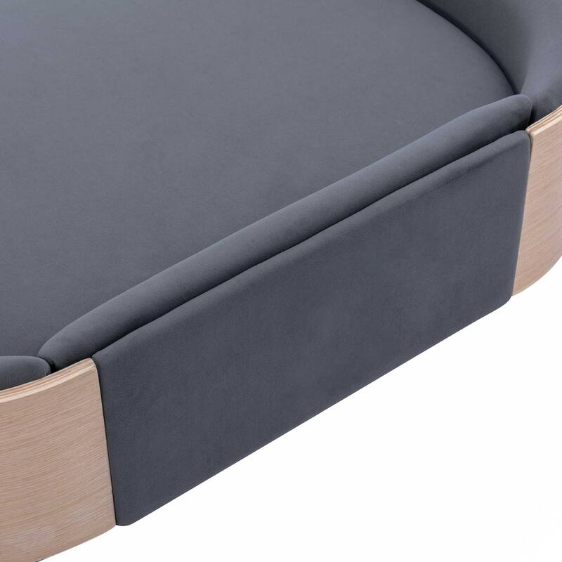 Dog Bed Pet Sofa With Solid Wood legs and Bent Wood Back, Velvet Cushion, Large Size