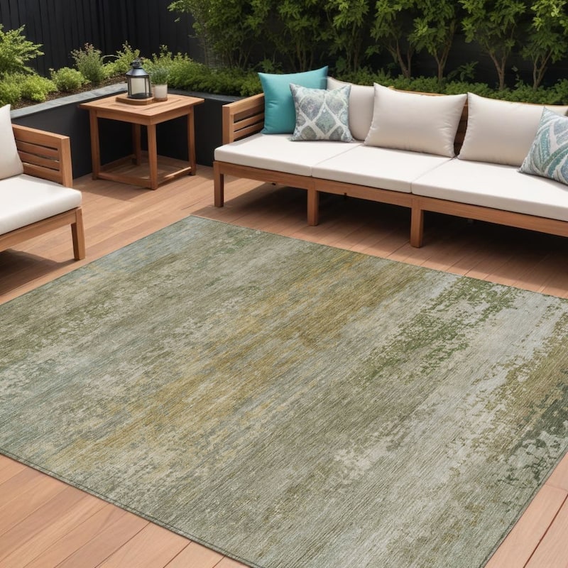 HomeRoots Abstract Transitional Rectangle Outdoor Rug - 8' X 10'