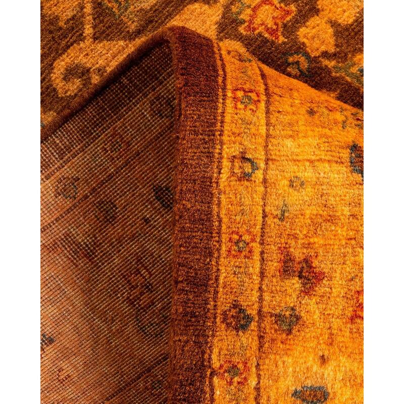 Overton Hand Knotted Wool Vintage Inspired Modern Contemporary Overdyed Gold Area Rug - 2' 6" x 4' 4"