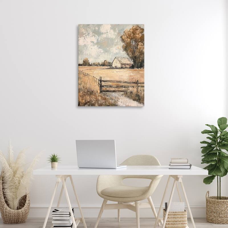 Stupell Fenced In Farm View Canvas Wall Art Design By Petal Prints Design