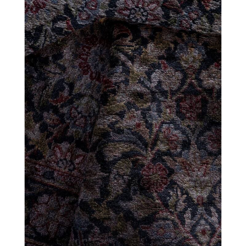 Fine Vibrance, One-of-a-Kind Handmade Runner Rug - Black, 2' 7" x 10' 3" - 2' 7" x 10' 3"