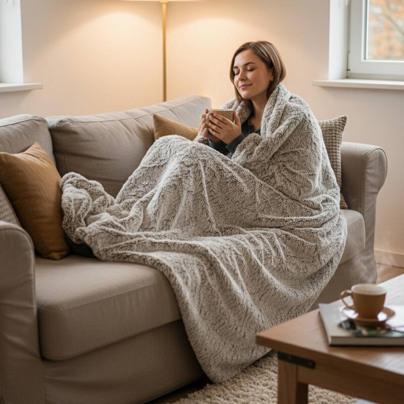 Luxury Soft Faux Fur Reversible Fleece Blanket