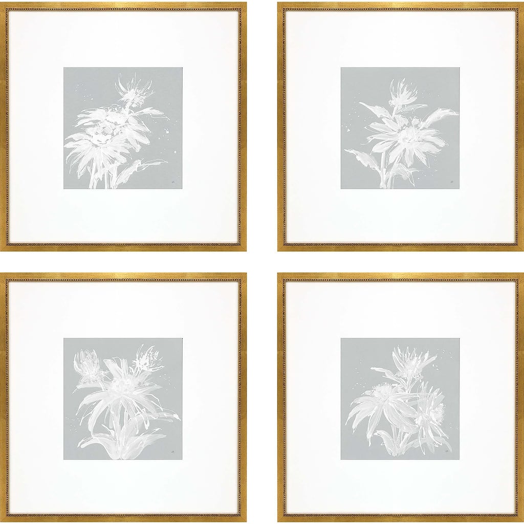 Echinacea S/4 Framed Art Giclee Under Glass - Blue
