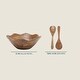 preview thumbnail 12 of 11, Gibson Home Sandhurst 3-Piece Acacia Wood Salad Bowl Set - 12-Inch Scalloped Serving Bowl with Wooden Salad Servers