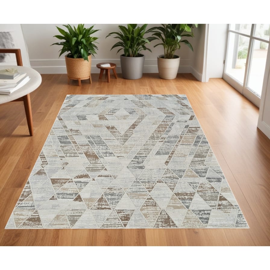 Bicus Distressed Abstract Modern Stain Resistant Woven Area Rug By HomeRoots