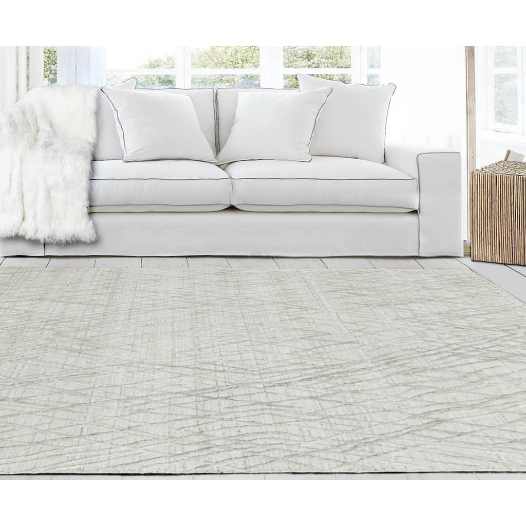 Hand Knotted Textured Gray, Tibetan Wool Modern Oriental Area Rug - 4' x 6'