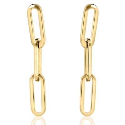 14k Yellow Gold Clip Dangle Women's Earrings 3/4" Tall