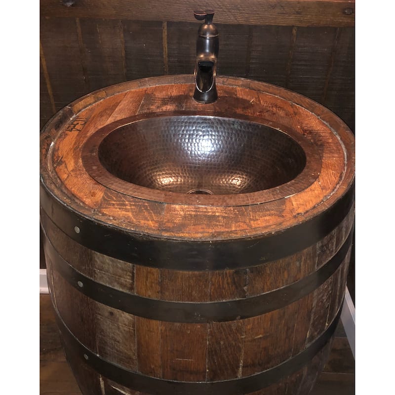 16" Oval Copper Bathroom, Wine & Whiskey Barrel Sink by SimplyCopper - 16" X 12" X 4.5"
