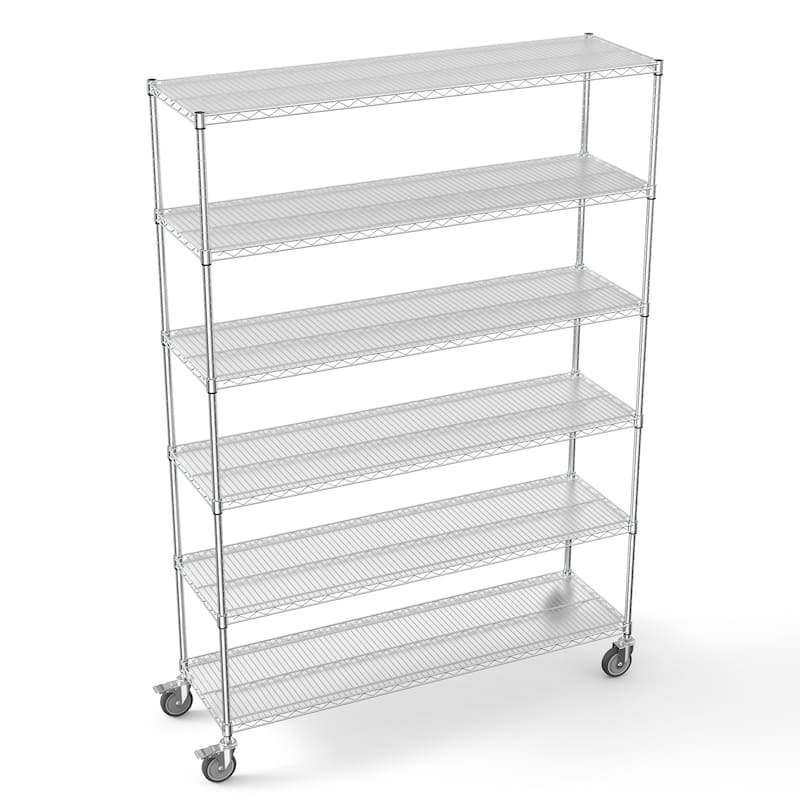 NSF Certified 6-Tier Adjustable Metal Garage Storage Shelves with Wheels