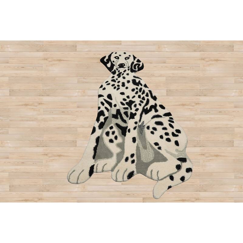 3'x5' White Hand-Tufted Modern Wool Rug with Dalmatian-Inspired Design - 3' x 5'