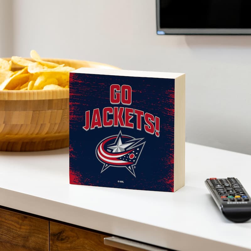 Columbus Blue Jackets Wooden Tabletop Mantel Shelf Sign - 6" x 6"