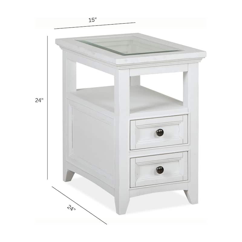 Magnussen Home Heron Cove Chalk White Chairside End Table - 15''W x 24''D x 24''H