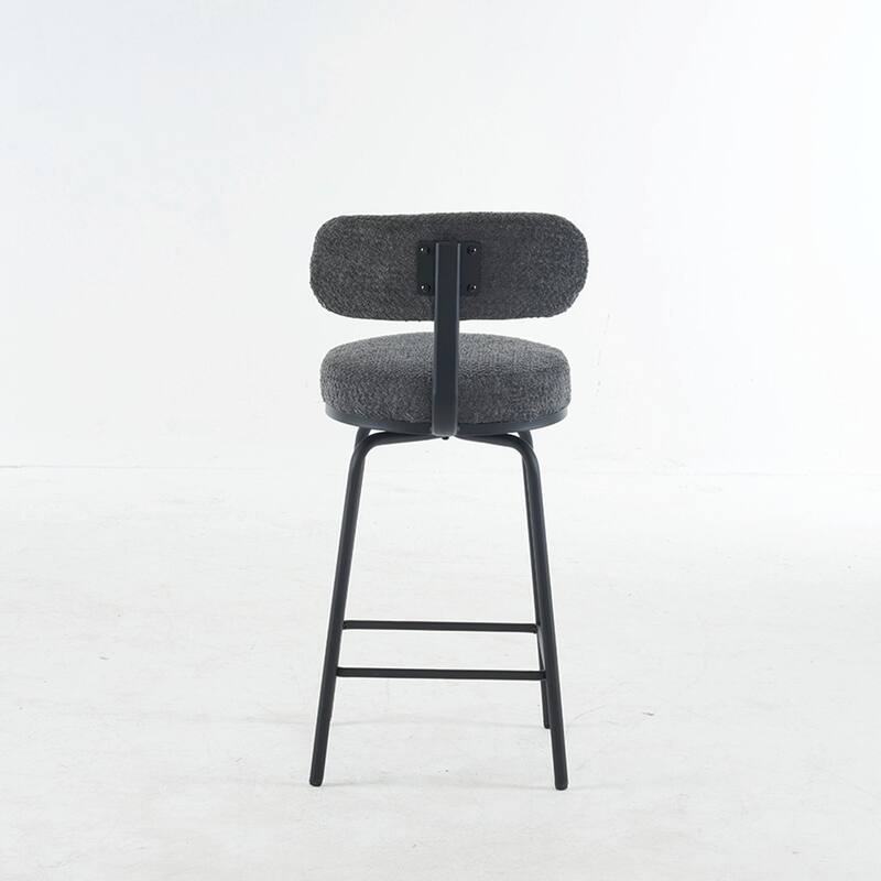 Modern Swivel Bar Stools Set of 2, Boucle Upholstered Counter Height Bar Chairs