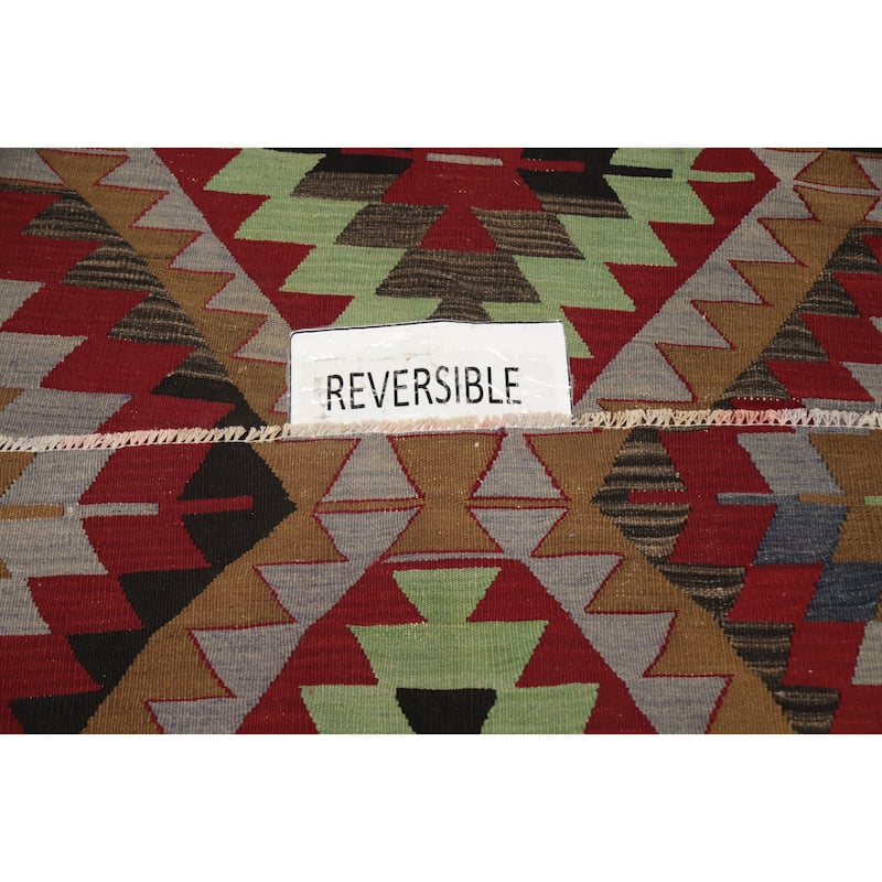 Hand Woven Oriental 100% Wool Carpet Southwestern Tribal Red Kilim Area Rug - 8' 0'' X 6' 6''