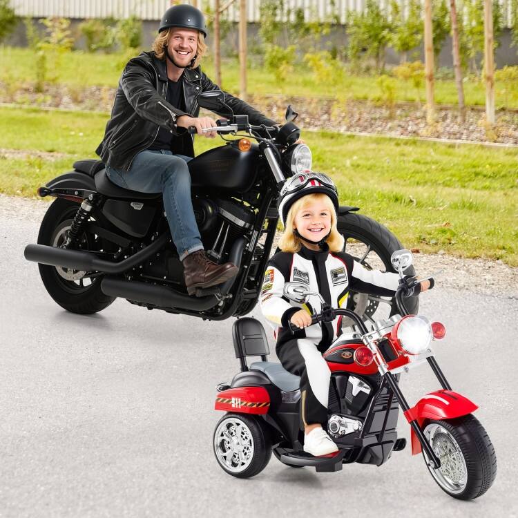 6V Powered Toddler 3-Wheel Motorbike Ride On Toy with Horn and Headlight - 36" x 19" x 25" (L x W x H)