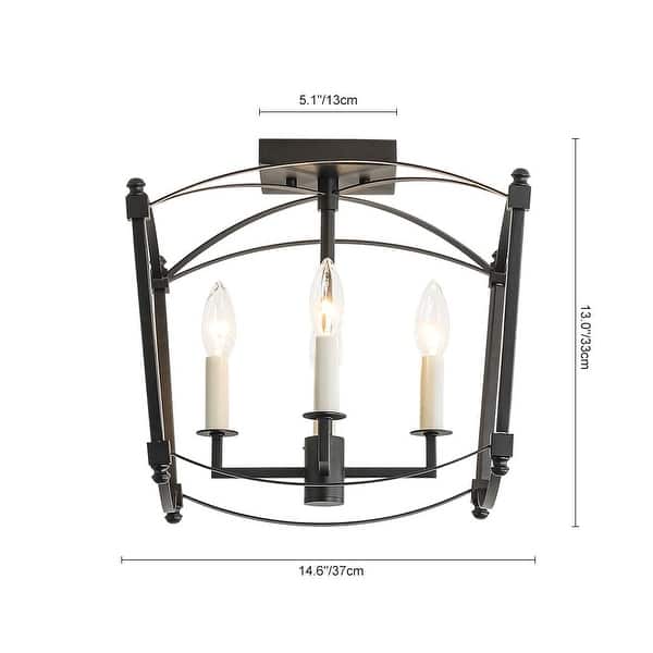 dimension image slide 0 of 2, French Farmhouse Candle Curved Cage Ceiling Light 14.6in