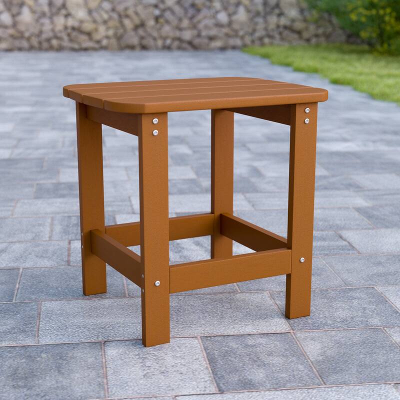 All-Weather Poly Resin Adirondack Side Table - Patio Table - Teak