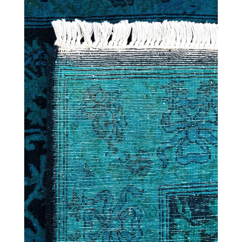 Fine Vibrance, One-of-a-Kind Hand-Knotted Runner Rug - Black, 2' 6" x 8' 7" - 2' 6" x 8' 7"